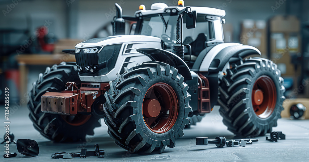 Fototapeta premium Tractor spare parts, machinery repair.