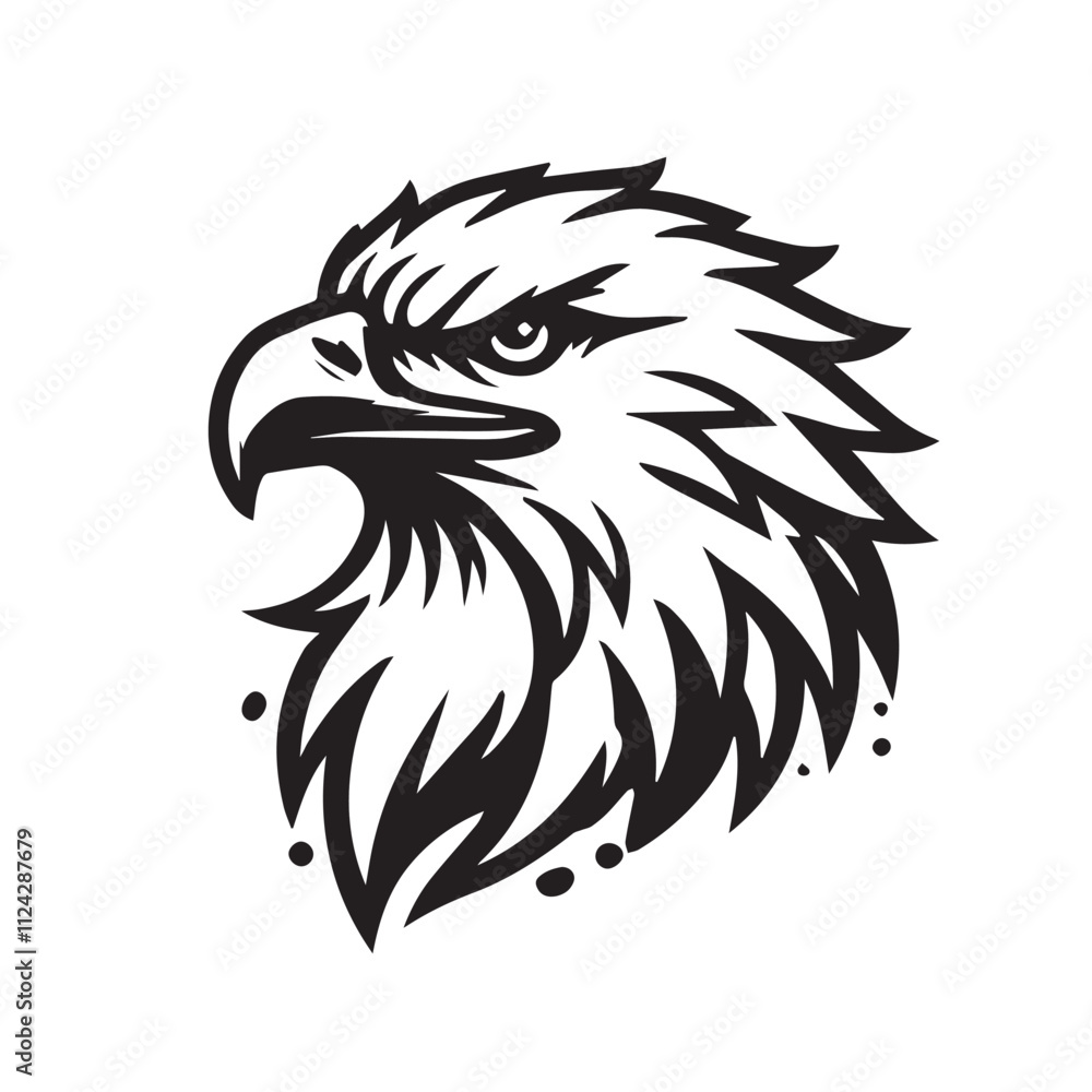 Fototapeta premium eagle head silhouette vector style with white background 