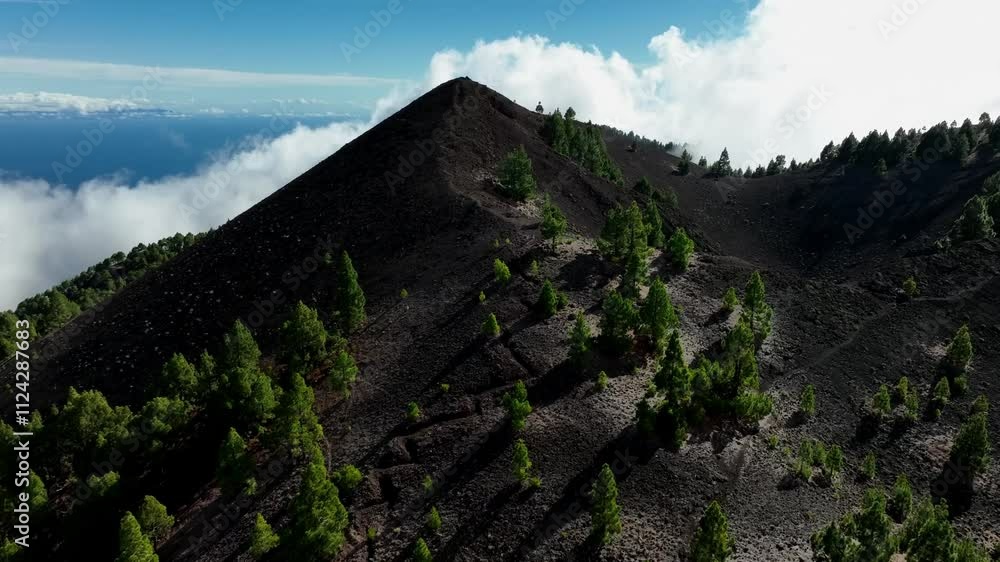 Aerial drone view of the landscape of La Palma, Canary Islands, Spain