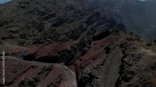 Aerial drone view of the landscape of La Palma, Canary Islands, Spain