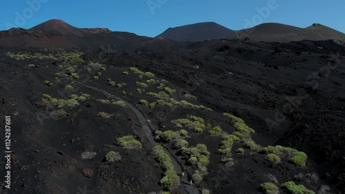 Aerial drone view of the landscape of La Palma, Canary Islands, Spain
