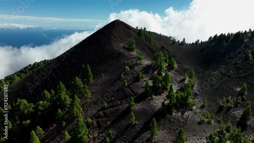 Aerial drone view of the landscape of La Palma, Canary Islands, Spain photo