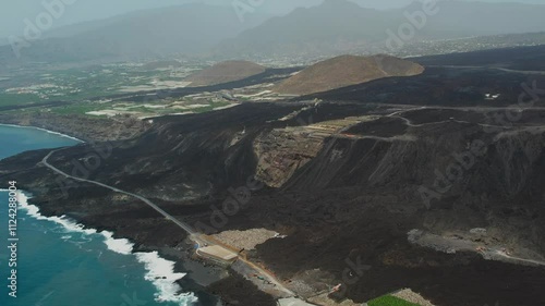 Aerial drone view of the landscape of La Palma, Canary Islands, Spain