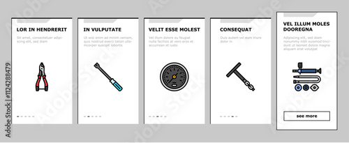car repair tools wrench onboarding mobile vector socket ratchet, pliers jack, lift screwdriver, multimeter, compressor, torque car repair tools wrench illustrations