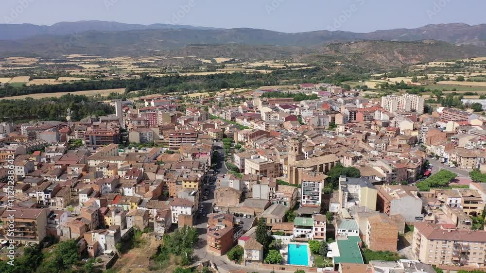 Bird's eye view of Tremp, town in comarca of Pallars Jussa, province of Lleida, Catalonia, Spain. Bird's eye view of Tremp, town in comarca of Pallars Jussa, province of Lleida, Catalonia, Spain.