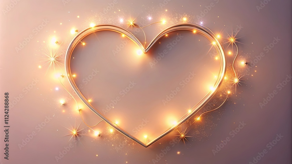 Golden Heart Frame with Sparkling Lights and Glimmering Dust Golden Heart Frame with Sparkling Lights and Glimmering Dust