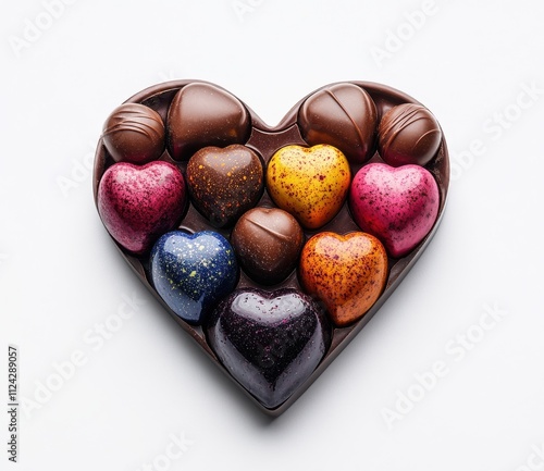 Assorted Heart-Shaped Chocolate Confectionery in a Heart-Shaped Box for Valentine's Day Celebrations and Sweet Gift Ideas