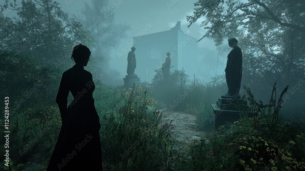 Haunting Silhouettes in the Foggy Graveyard Haunting Silhouettes in the Foggy Graveyard