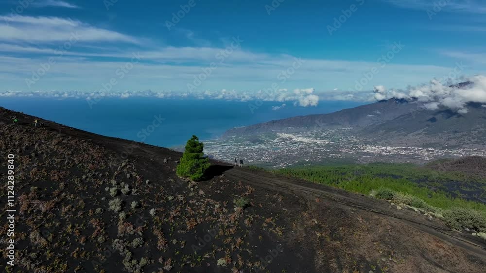 Aerial drone view of the landscape of La Palma, Canary Islands, Spain
