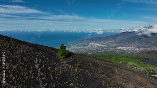 Aerial drone view of the landscape of La Palma, Canary Islands, Spain