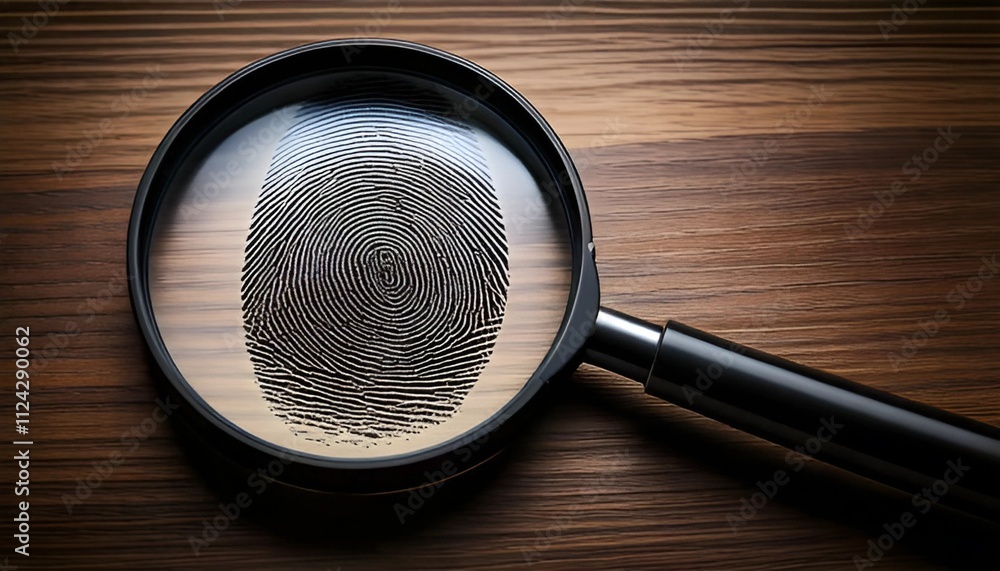 Close-up of fingerprints on a fingerprint card, forensic examination, registration of criminals Close-up of fingerprints on a fingerprint card, forensic examination, registration of criminals