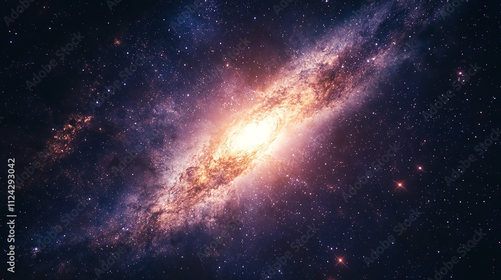 Fototapeta premium An awe-inspiring view of the universe, revealing the beauty and complexity of outer space, Sparkling Stars and Nebulas, abstract background with stars and blurry lights, AI generated