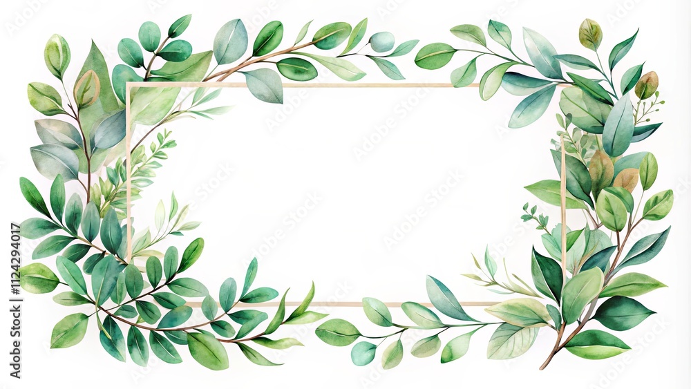 Fototapeta premium Elegant Botanical Frame with Gold Accents for Invitations and Announcements