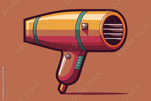 Beautiful electronic seventies hair dryer vector art illustration