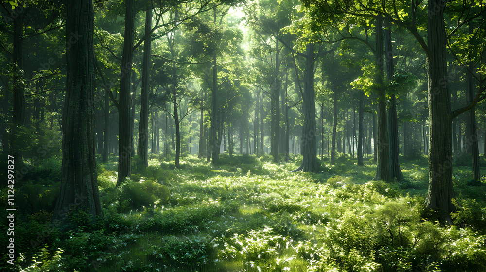 Fototapeta premium Dense forest realistic