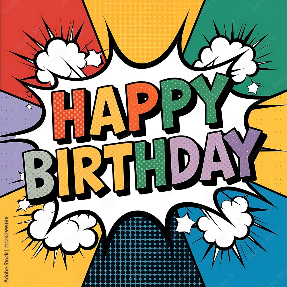Happy Birthday text vector flat illustration Happy Birthday text vector flat illustration