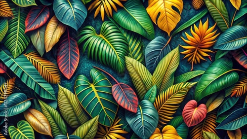 Wallpaper Mural Adorable Tropical Leaf  Pattern Wallpaper Design - Drone Aerial View Torontodigital.ca