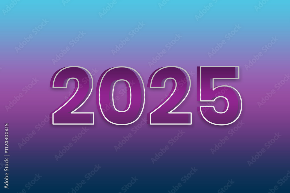 Purple color gradient Happy New year 2025 lettering template Purple color gradient Happy New year 2025 lettering template