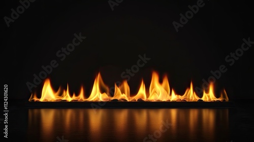 Modern Bio Fireplace with Flames Reflecting on a Dark Surface