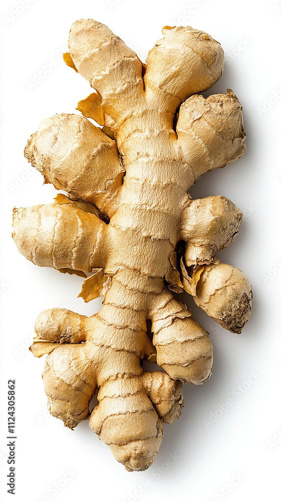 Fresh Ginger Root on White Background. Herbal Fresh Ginger Root on White Background. Herbal