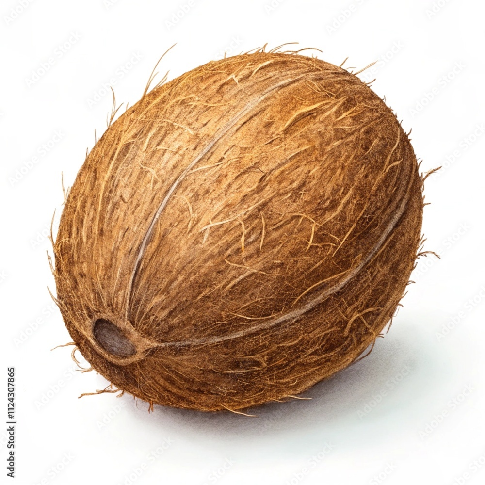 Whole Coconut with Rough Brown Shell Isolated on White Background in Full Depth of Field Whole Coconut with Rough Brown Shell Isolated on White Background in Full Depth of Field