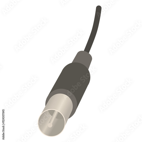 High frequency cable, TV plug for transmitting analog audio and video signals, for connecting various telecommunications equipment. Electrical goods and power adapters. Vector illustration