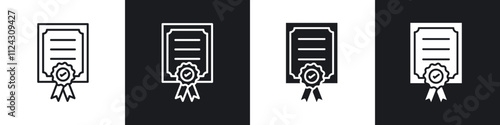 Certificate linear icon set for app, and web design.