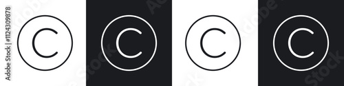 Copyright linear icon set for app, and web design.