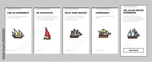 ancient ship maritime vessel onboarding mobile vector navigation exploration, trade archaeology, discovery seafaring, shipwreck galleon ancient ship maritime vessel illustrations