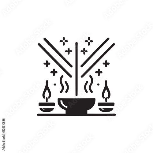 Incense Stick silhouette vector icon symbol design illustration