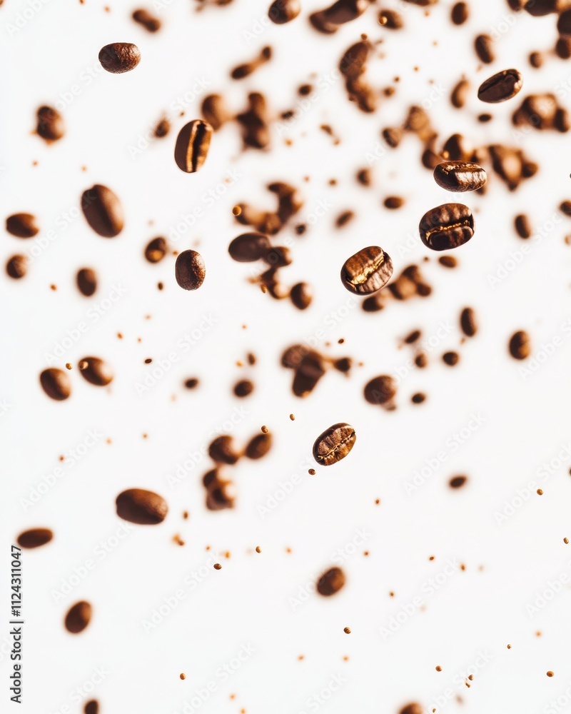 Coffee Beans in Motion Against a Bright Background Demonstrating the Essence of Freshness and Flavor for Coffee Lovers and Enthusiasts Capturing the Art of Brewing Coffee Beans in Motion Against a Bright Background Demonstrating the Essence of Freshness and Flavor for Coffee Lovers and Enthusiasts Capturing the Art of Brewing