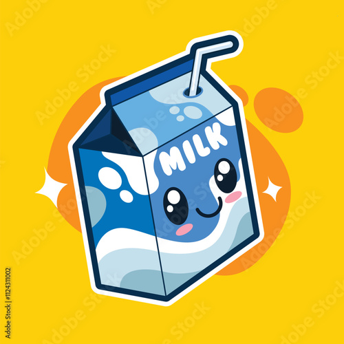 Cute kawaii milk character cartoon illustration