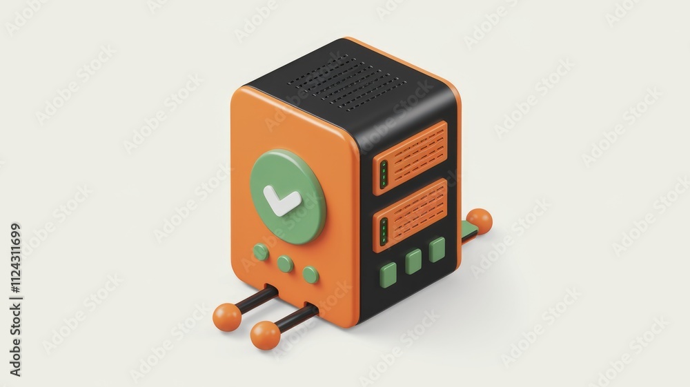 Fototapeta premium 3D rendering of a stylized server showing successful operation.