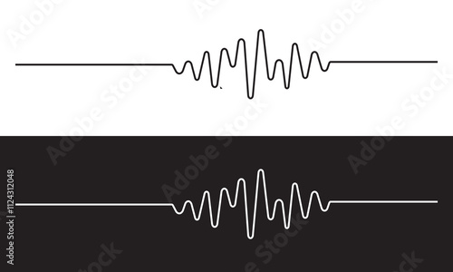 One line drawing of sound wave. Continuous linear sketch . Vector illustration. isolated on white and black background. EPS 10