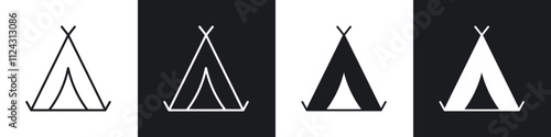 Tent linear icon set for app, and web design.