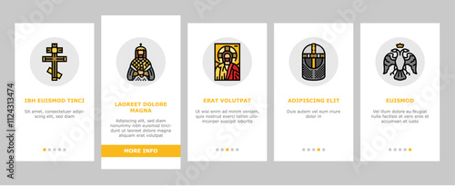 byzantium empire justinian onboarding mobile vector hagia theodora, mosaics orthodox, iconoclasm nicaea, heraclius procopius, greek byzantium empire justinian illustrations