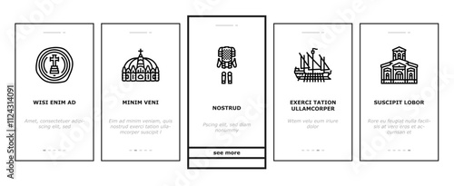 byzantium empire justinian onboarding mobile vector hagia theodora, mosaics orthodox, iconoclasm nicaea, heraclius procopius, greek byzantium empire justinian illustrations