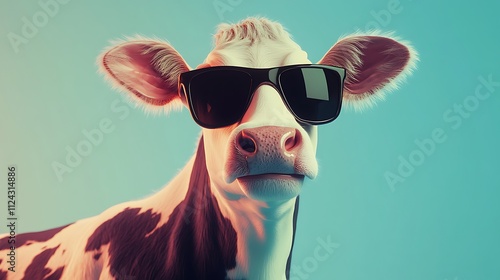 Cool Cartoon Cow in Sunglasses Capturing Modern and Trendy Vibes Illustration