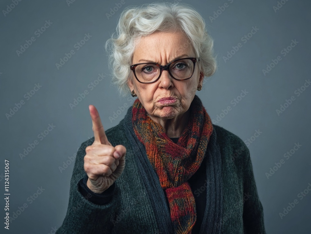 Aging Woman's Expressive Pointing Aging Woman's Expressive Pointing