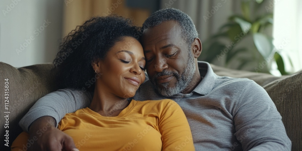 Fototapeta premium Couple Sharing a Moment on the Couch