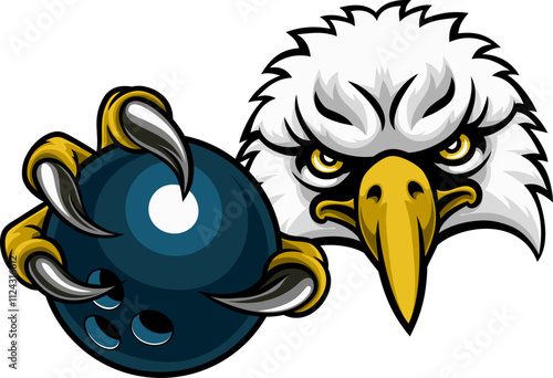 An eagle or hawk or falcon bowling bald eagles mascot