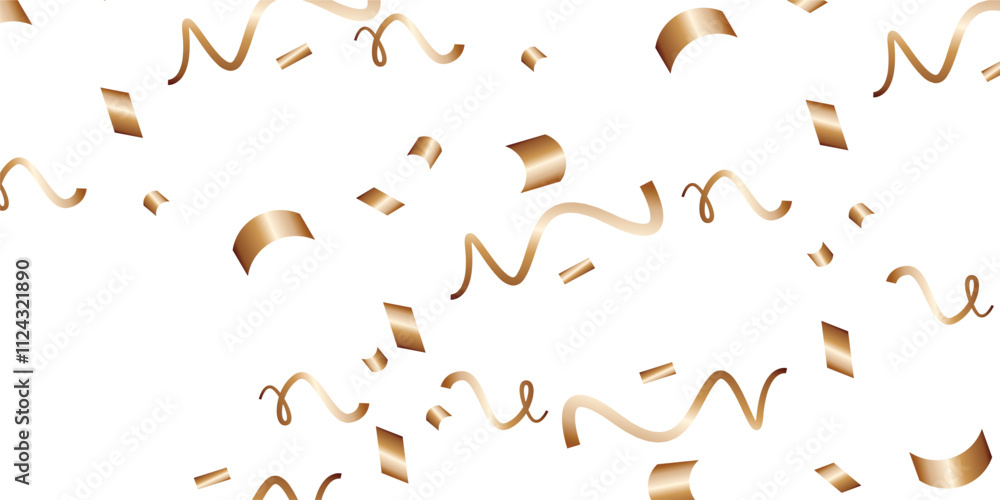 Obraz premium Luxury vector Golden confetti isolated on white background. Scatter gradient with gold confetti on dark backdrop. Glamour falling glitter. New year wallpaper .brochure template. Cover texture design. 
