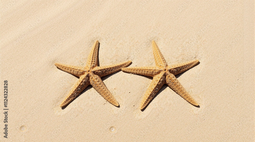 Starfish on sandy beach representing love and connection for a romantic theme Starfish on sandy beach representing love and connection for a romantic theme