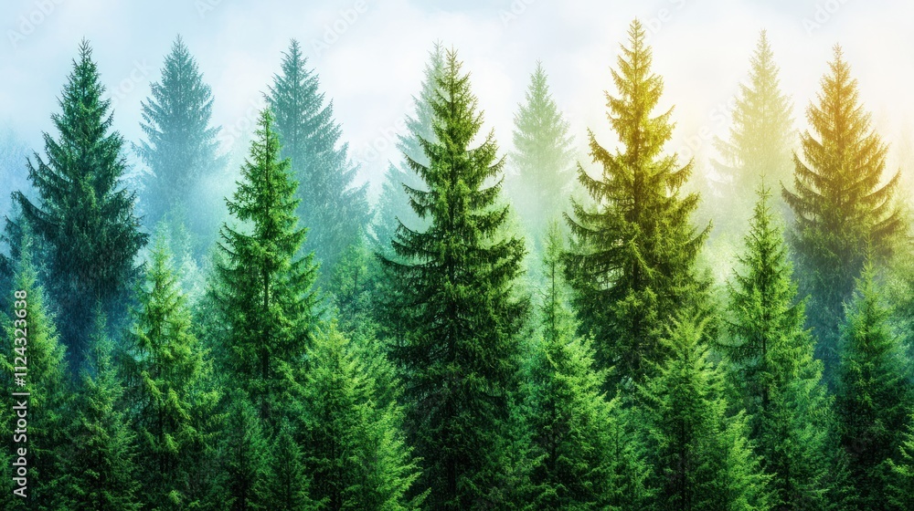 Obraz premium Exploring tranquil evergreen forests in nature photography serene landscape aesthetic