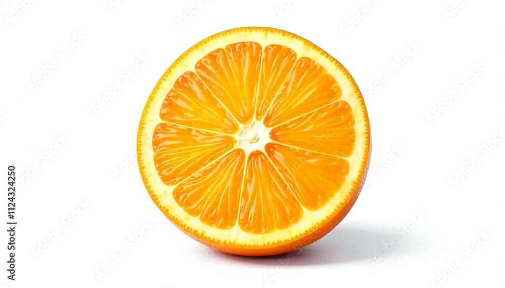Fresh and Zesty A Single Orange Half with Segments on White Generated by AI. Fresh and Zesty A Single Orange Half with Segments on White Generated by AI.