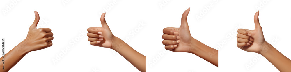A Set of Thumbs-Up Hand Gesture with a Natural Texture Representing Success and Confidence Isolated on Transparent Background A Set of Thumbs-Up Hand Gesture with a Natural Texture Representing Success and Confidence Isolated on Transparent Background