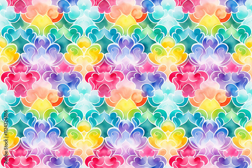watercolor colorful arabesque style pattern wallpaper