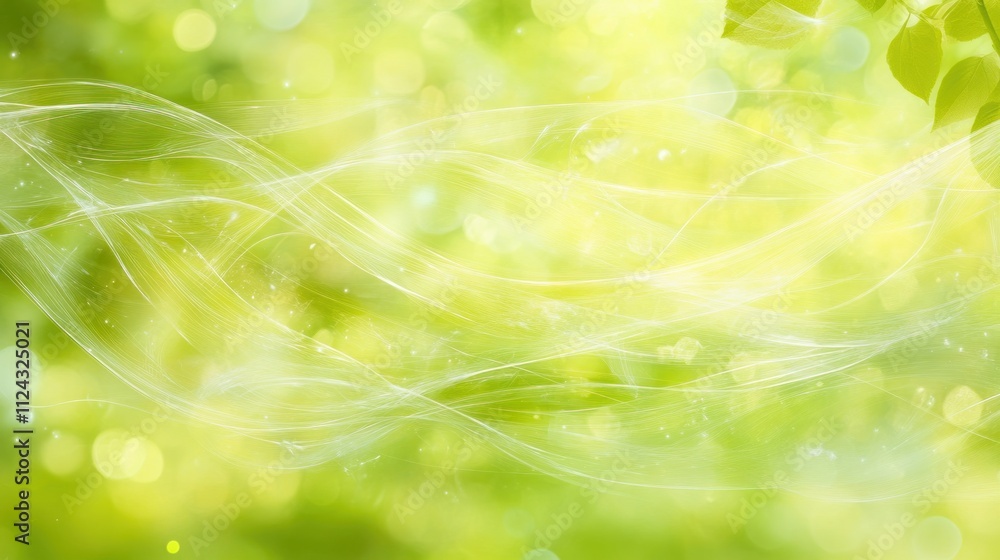 Obraz premium Gentle breeze movement in green forest nature background soft light serenity Blur Background