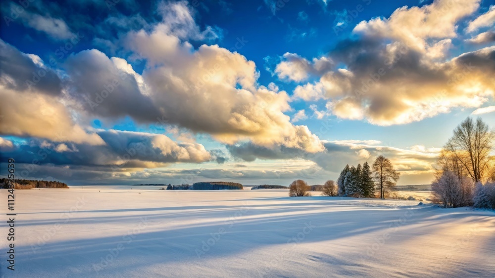 Capturing winter's beauty scenic wide angle view of a snowy rural landscape in serene photography Capturing winter's beauty scenic wide angle view of a snowy rural landscape in serene photography