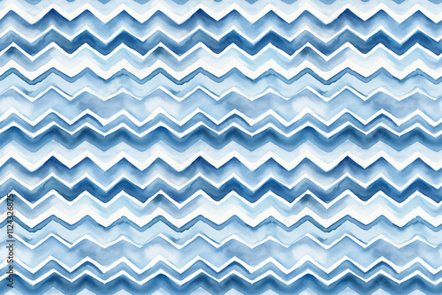 Blue and white watercolor chevron pattern